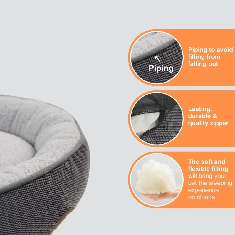 Round Dog Cat Dog Bed with Removable Washable Cover