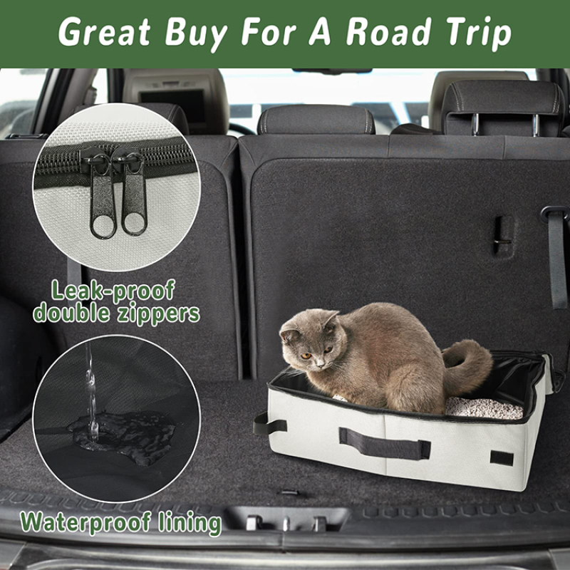 Light Weight Leak Proof Sturdy Prevent Litter Scatter  Travel Collapsible Portable Cat Litter Box with Lid