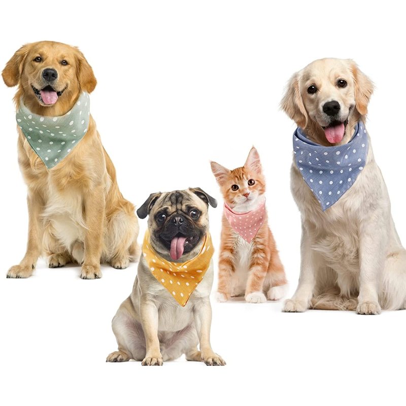 Dog Bandana Polka Dots Dog Kerchief Daily Triangle Bibs, Pink Green Blue Orange Scarfs Pet Birthday Gift, Adjustable