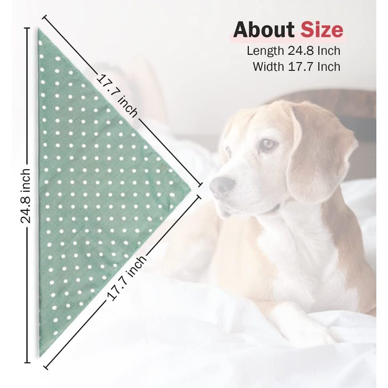 Dog Bandana Polka Dots Dog Kerchief Daily Triangle Bibs, Pink Green Blue Orange Scarfs Pet Birthday Gift, Adjustable