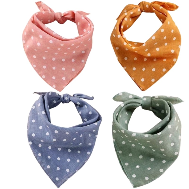 Dog Bandana Polka Dots Dog Kerchief Daily Triangle Bibs, Pink Green Blue Orange Scarfs Pet Birthday Gift, Adjustable