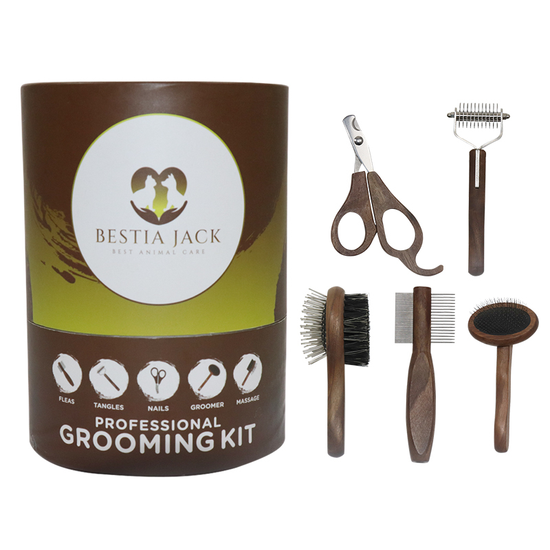 5 in 1 Professional solid pet grooming comb Kit Box pet Dog massage brush pet shedding tool