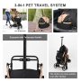 3 in 1 Foldable Pet Stroller for Small Medium Dogs Cats, No-Zip  with Detachable Carrier, Push Button, Luxury