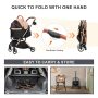 3 in 1 Foldable Pet Stroller for Small Medium Dogs Cats, No-Zip  with Detachable Carrier, Push Button, Luxury