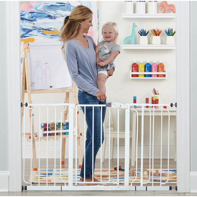 4 Pack of Pressure Mounts and 4 Pack of Wall Cups Walk Through Baby Gate Use In The Living Room