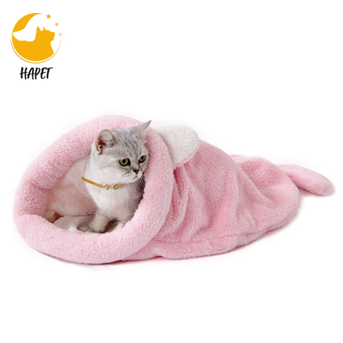 Cat Sleeping Bag Fleece Soft Warming Washable Cat Beds Snuggle Sack Blanket Mat Kitty Sack