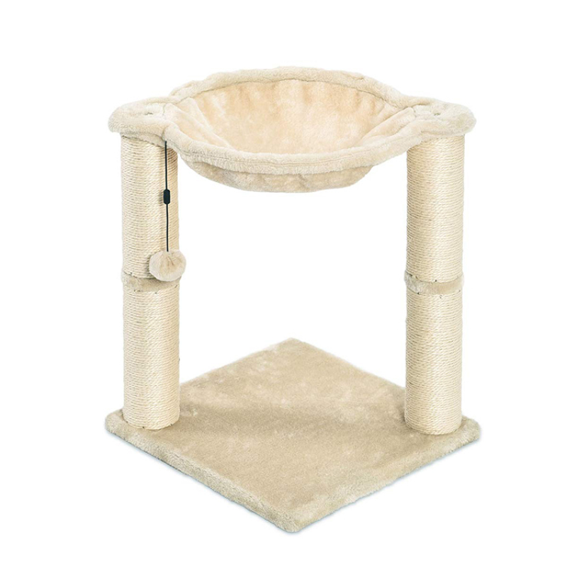 Wood Sisal Pet Furniture for Cats and Kittens Scratching Post Cat Scratching Post with Hammock Climbing Frame Cat Toy With Ball