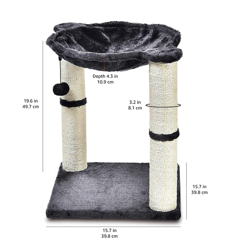 Wood Sisal Pet Furniture for Cats and Kittens Scratching Post Cat Scratching Post with Hammock Climbing Frame Cat Toy With Ball