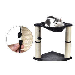 Wood Sisal Pet Furniture for Cats and Kittens Scratching Post Cat Scratching Post with Hammock Climbing Frame Cat Toy With Ball