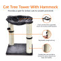 Wood Sisal Pet Furniture for Cats and Kittens Scratching Post Cat Scratching Post with Hammock Climbing Frame Cat Toy With Ball
