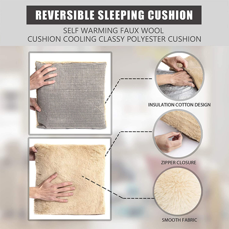 Self Warming Reversible Cat Dog Cushion Bed House Detachable Cave Tent Sleeping Bag Hooded Pet Bed Burrow Lounge Pet Condo