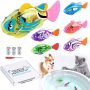 Interactive Robot Fish Toys for Cat/Dog(6 Pcs), Activated Swimming in Water with LED Light, Swimming Bath Plastic Fish Toy Gift