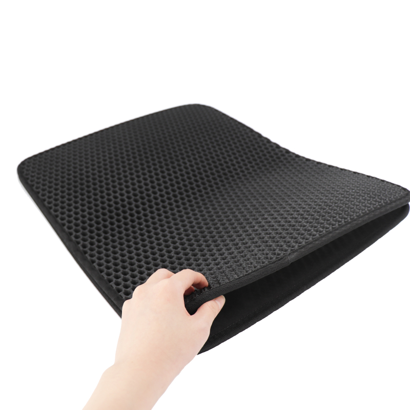 Manufacturer Wholesale Waterproof Black EVA Material Cat Litter Mat Easy Clean Double Layer Cat Litter Mat