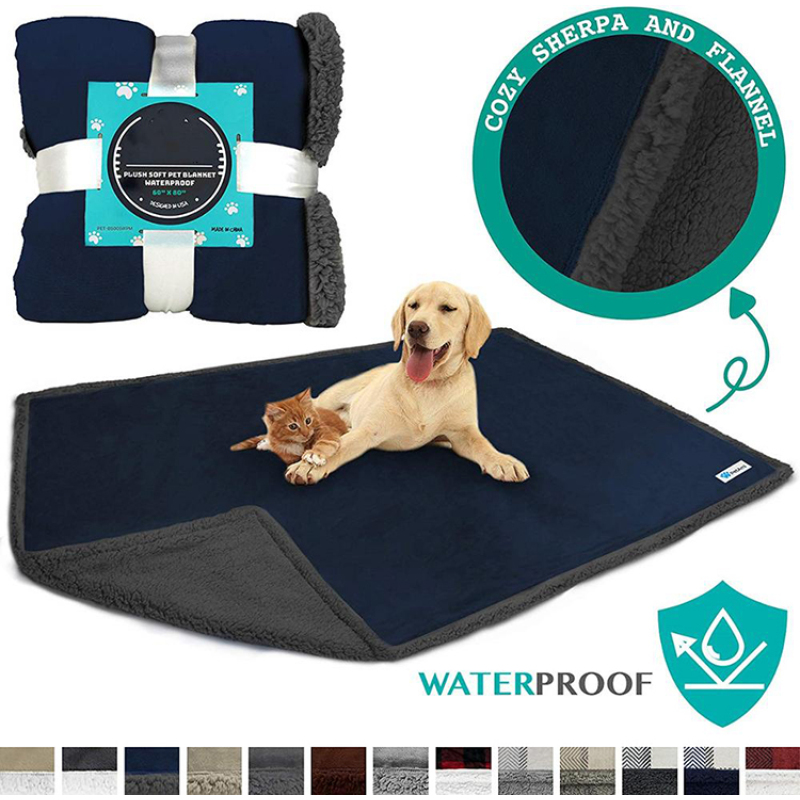 Waterproof Dog Blanket  Sherpa Fleece Pet Blanket Reversible Microfiber for Dog Bed Couch Sofa Cover