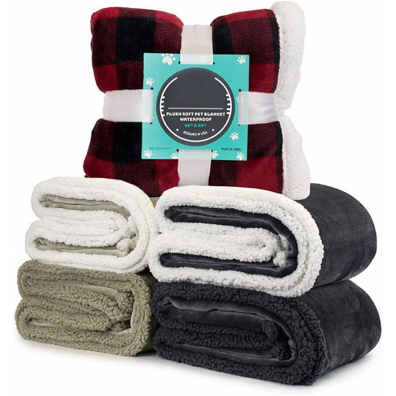 Waterproof Dog Blanket  Sherpa Fleece Pet Blanket Reversible Microfiber for Dog Bed Couch Sofa Cover