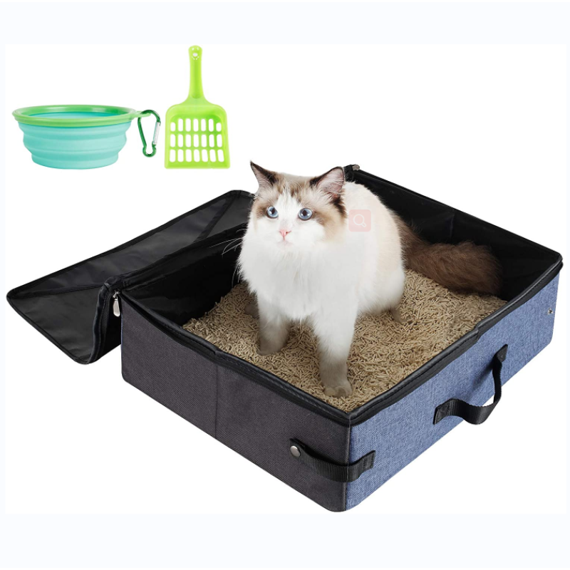 Lid and Handle Standard Portable Smart cat Litter Box Collapsible Carrier for Cat