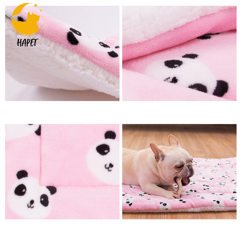 Ultra Soft Pet Bed with Cute Prints Reversible Fleece Crate Bed Mat Machine Washable Pet Bed Liner