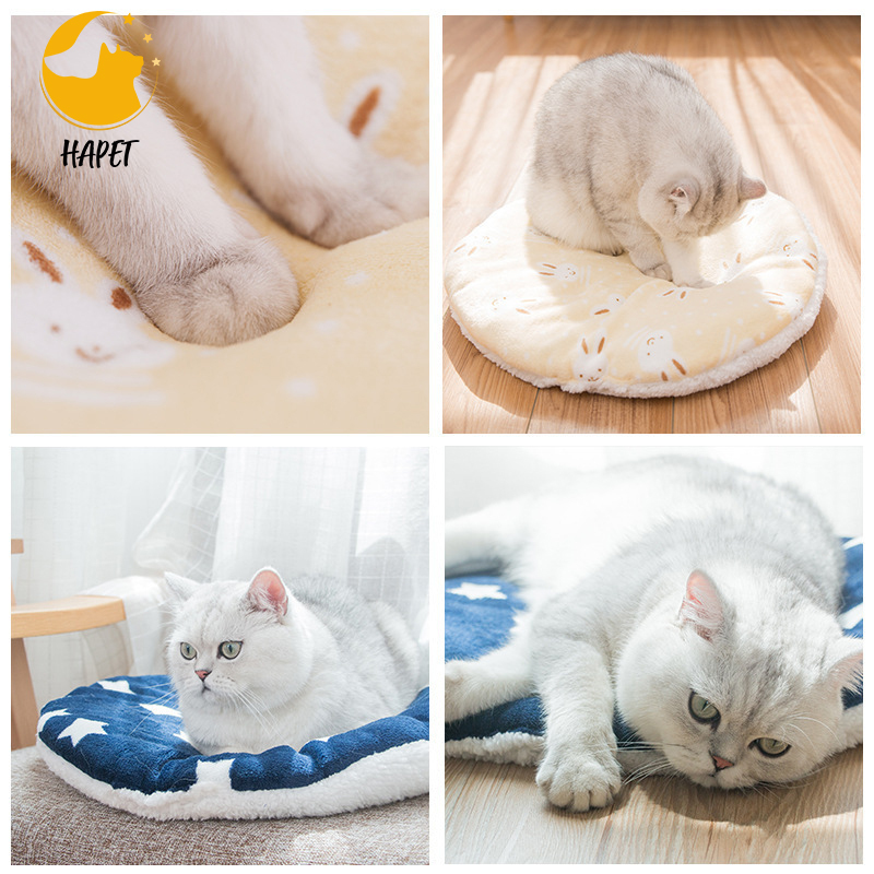 Ultra Soft Pet Bed with Cute Prints Reversible Fleece Crate Bed Mat Machine Washable Pet Bed Liner