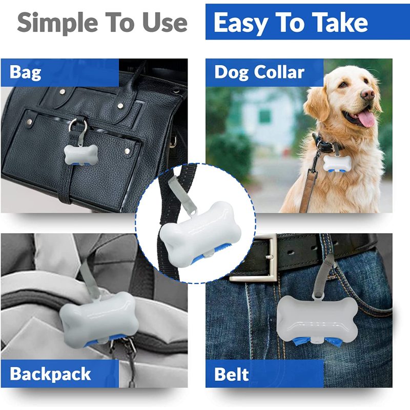 Supply Dog Poop Waste Bags with Dispenser and leash tie, Leak-Proof, Durable and Strong, Unscented