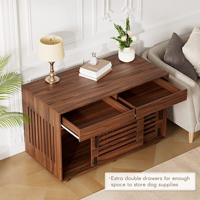 End Table Dog House Crates Crate Furniture for Two Dogs Furniture Style Dog Crate Wood