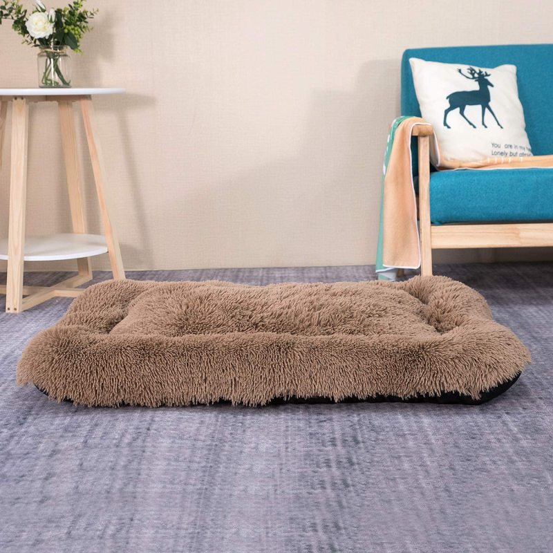 Plush Dog Bed Pet Cushion Crate Mat Comfy Kennel Anti-Slip Washable Pad