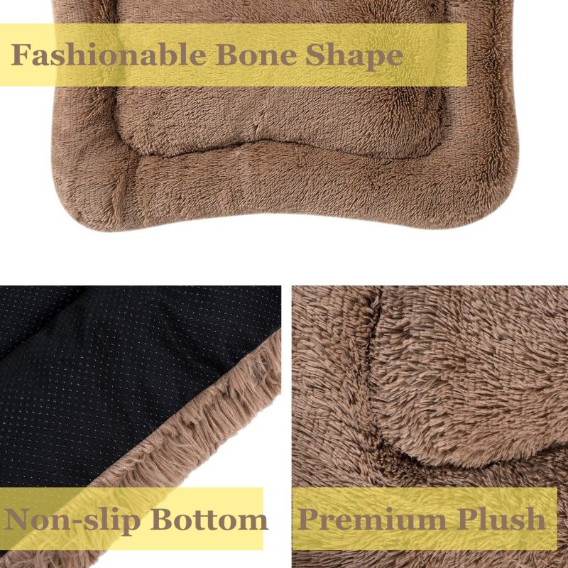 Plush Dog Bed Pet Cushion Crate Mat Comfy Kennel Anti-Slip Washable Pad
