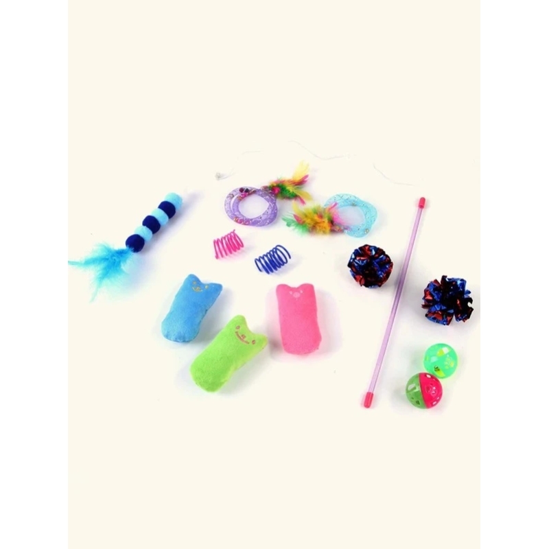 Pet Cat 12 sets cat Teaser Toy Set Stick Mouse Multi-style Combination toy set