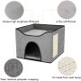 Foldable Fabric Cat Dog Cushion Bed House Removable Cave Tent  Nest Mat Hooded Pet Bed with Scratch Pad Burrow Hut Pet Condo