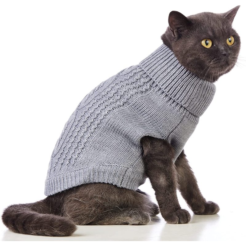 Cat Sweater Turtleneck Knitted Sleeveless Cat Clothes Warm Winter Kitten Clothes Outfits for Cats or Small Dogs in Cold Season