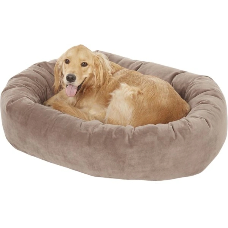 Pet Bed Dog Cat Bedding Velvet Round Bolster Dog Bed Removable Cover Pet Bed Orthopedic