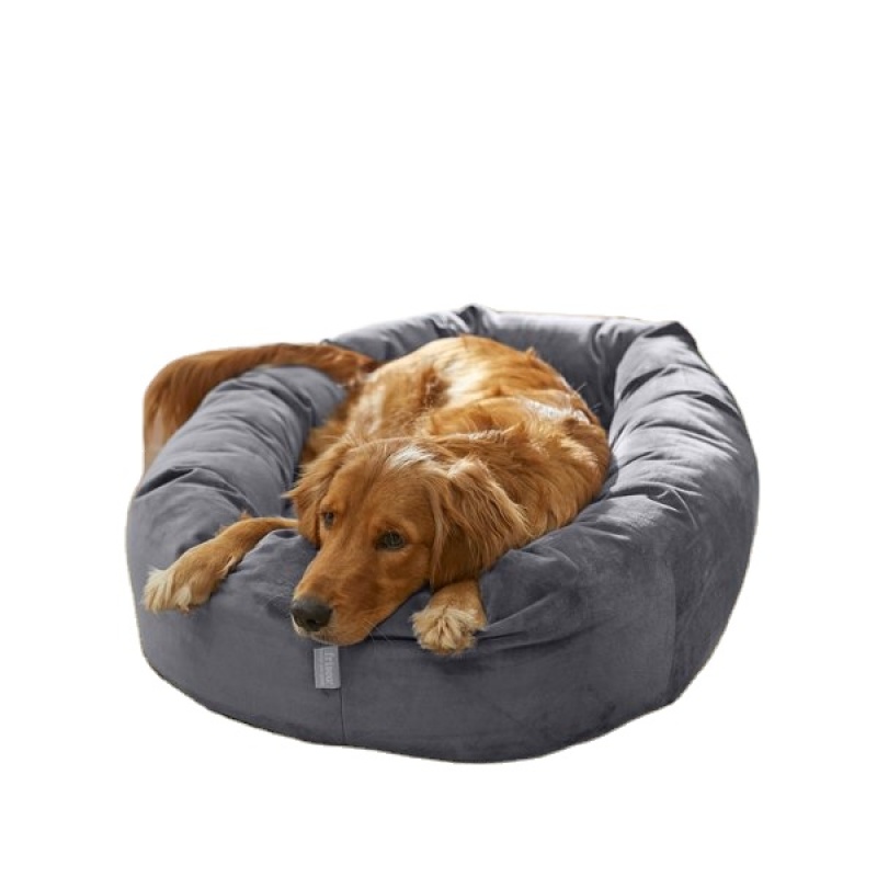 Pet Bed Dog Cat Bedding Velvet Round Bolster Dog Bed Removable Cover Pet Bed Orthopedic