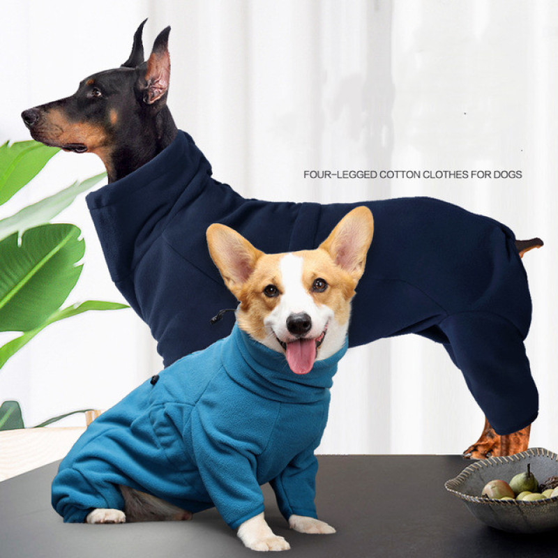 Turtleneck Pet Warm Coat for Dogs Fleece Sport warm  4 Legs Jumpsuit for Pets Cats Winter Full Cover sportswear