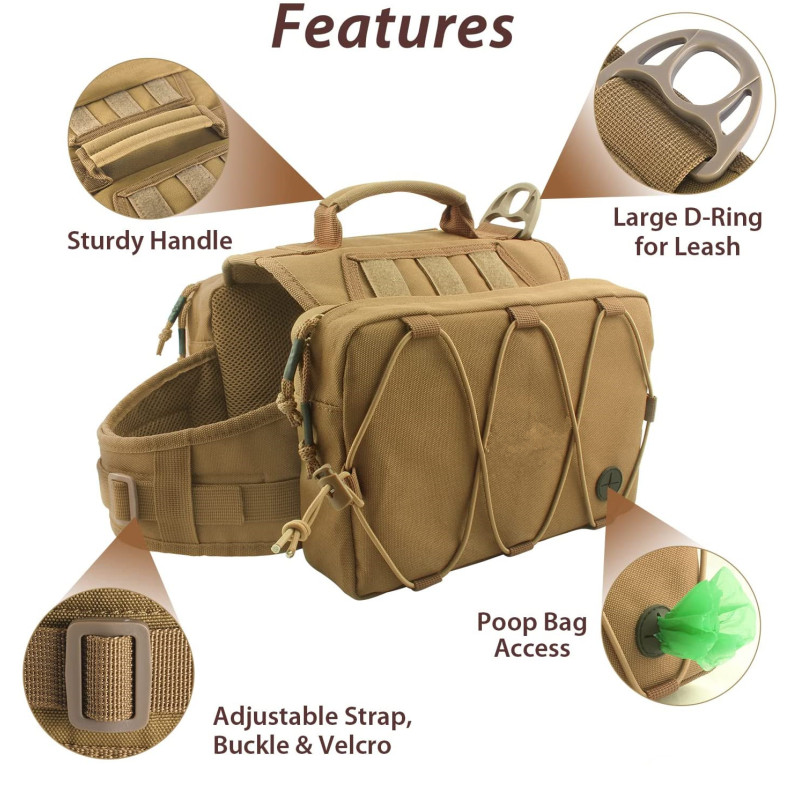 Saddle Bag Dog Backpack Useful Outdoor Hiking As Camping Gear