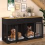 Wooden Dog Crate Kennel with 2 Drawers Dog Crates Cage Furniture for Indoor Wooden Dog Cage