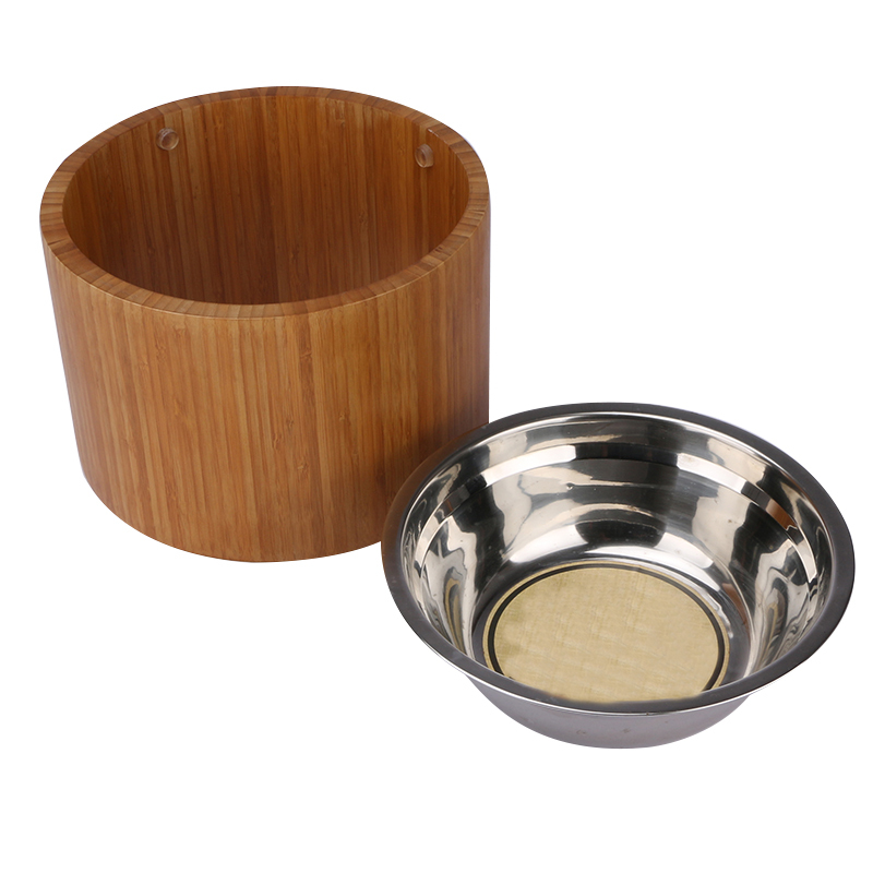 Dog Bowls for Large Dogs, Bamboo Round Stand with Stainless Steel Bowls for Dog by Nothing