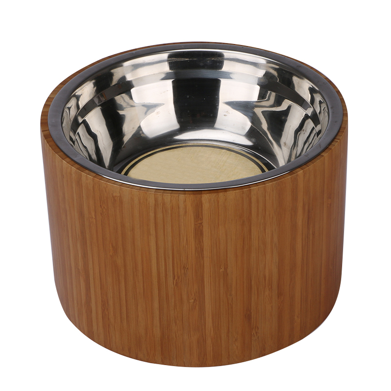Dog Bowls for Large Dogs, Bamboo Round Stand with Stainless Steel Bowls for Dog by Nothing