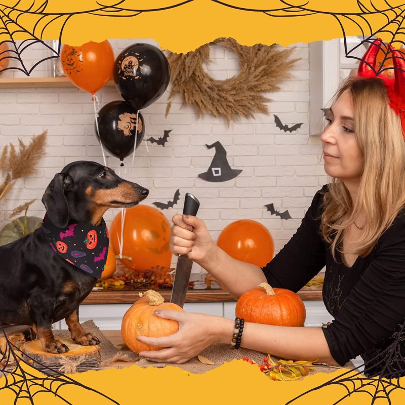 Halloween Dog Bandanas Large Girl Boy Scarf Holiday Dog  Pet  Handkerchief for Small Medium Large