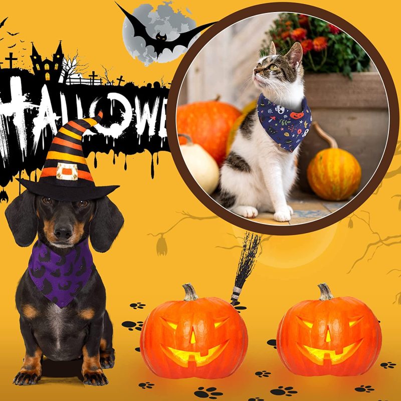 Halloween Dog Bandanas Large Girl Boy Scarf Holiday Dog  Pet  Handkerchief for Small Medium Large