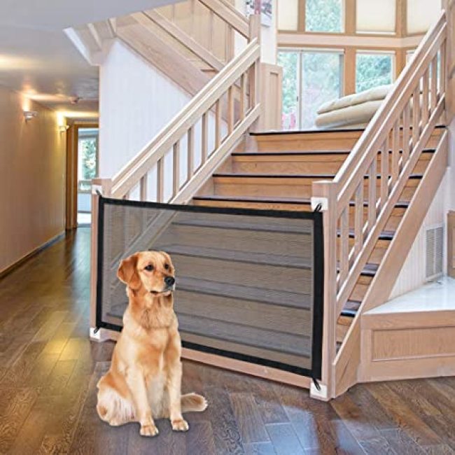 Magic Pet Gate for The House Stairs Providing a Safe Enclosure for Pets to Play and Rest, 8 Hooks (30'' X 43'')