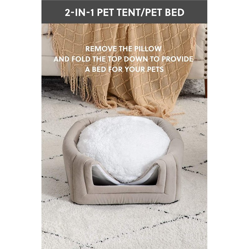 Indoor Outdoor Portable Cat Tent Bed Pet House Kitten Bed Cat Cave Removable Washable Cat Condo Self Warming Pet Bed