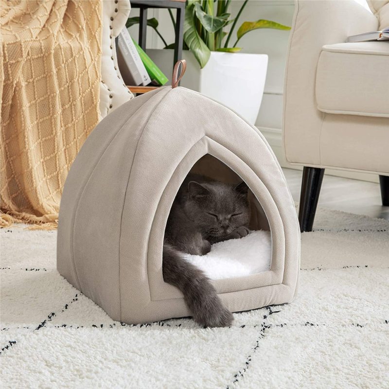Indoor Outdoor Portable Cat Tent Bed Pet House Kitten Bed Cat Cave Removable Washable Cat Condo Self Warming Pet Bed