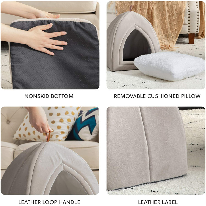 Indoor Outdoor Portable Cat Tent Bed Pet House Kitten Bed Cat Cave Removable Washable Cat Condo Self Warming Pet Bed