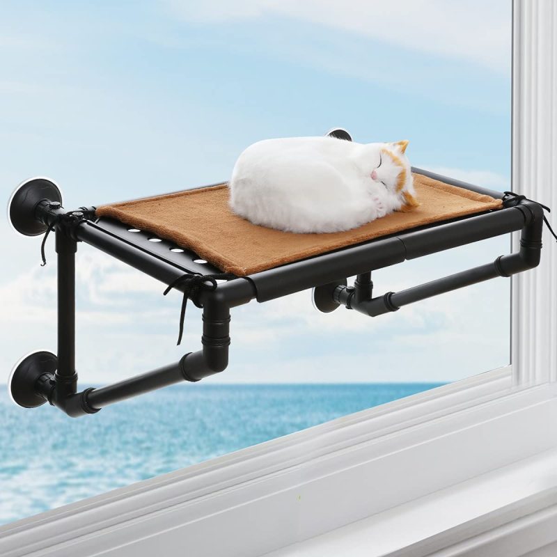 Screw Suction Cups and Free Blanket Cat Hammock Window Seat for Large cat