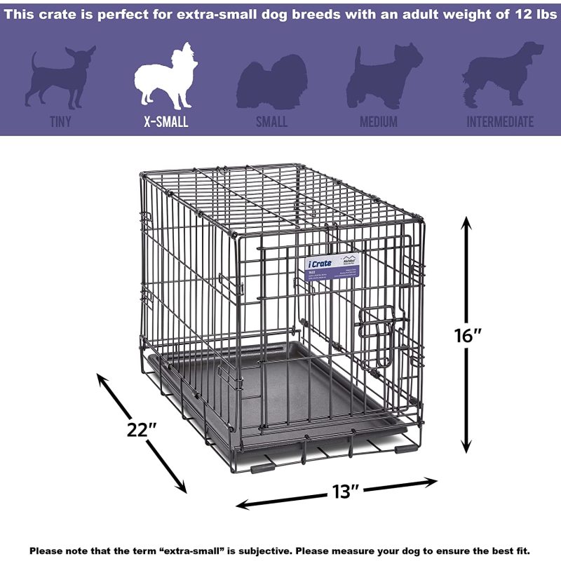 Pets Newly Enhanced Single & Double Door iCrate Dog Crate, Includes Leak-Proof Pan, Floor Protecting Feet, Divider Panel & New P