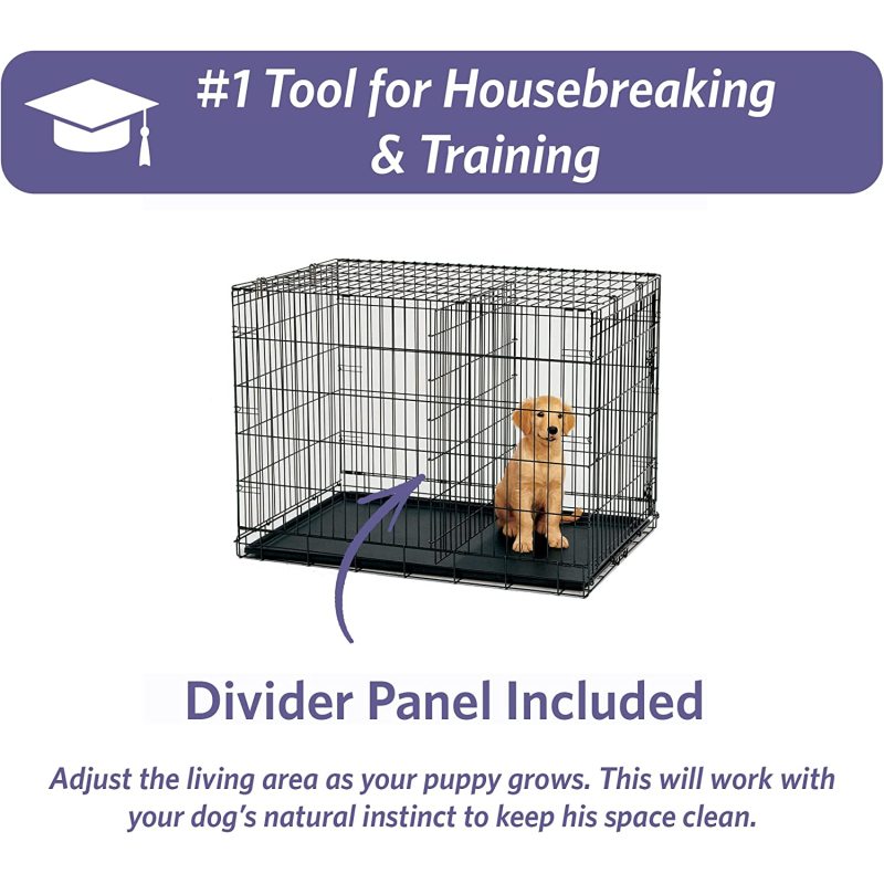 Pets Newly Enhanced Single & Double Door iCrate Dog Crate, Includes Leak-Proof Pan, Floor Protecting Feet, Divider Panel & New P