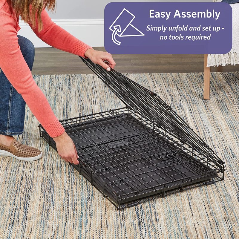 Pets Newly Enhanced Single & Double Door iCrate Dog Crate, Includes Leak-Proof Pan, Floor Protecting Feet, Divider Panel & New P