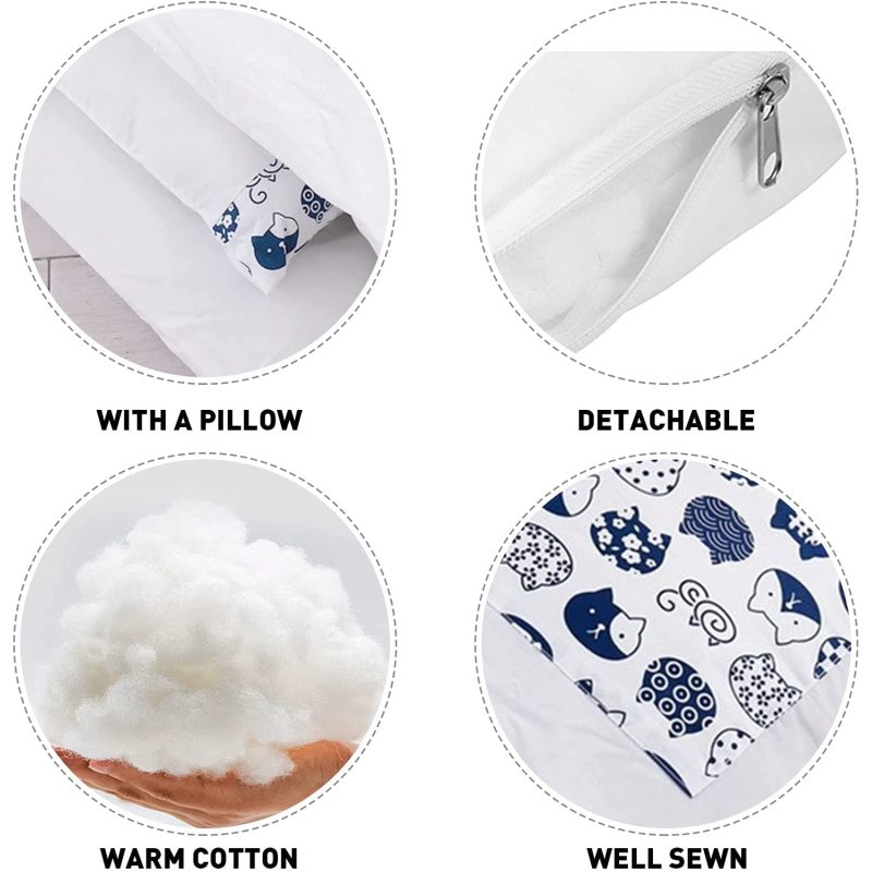 Self Warming Cat Dog Cushion Bed Pad Sack With Pillow Calming Cave Sleeping Bag Nest Hooded Pet Bed Burrow Hut Pet Bed Mat