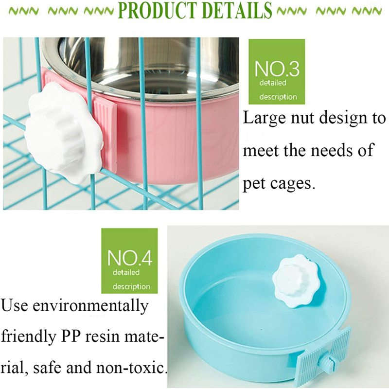 Hanging Pet Cage Removable Stainless Steel Bowl Water Feeder for Cat