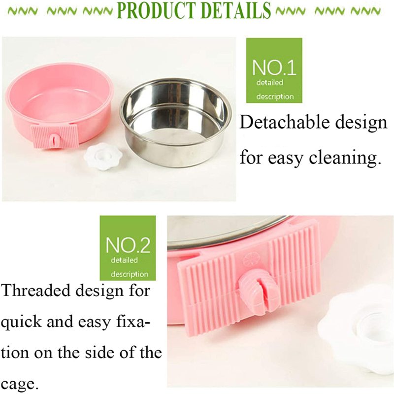 Hanging Pet Cage Removable Stainless Steel Bowl Water Feeder for Cat