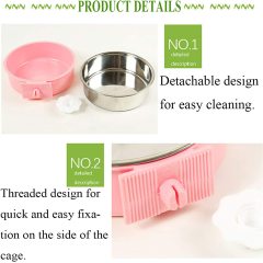 Hanging Pet Cage Removable Stainless Steel Bowl Water Feeder for Cat